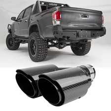 3" to 4" Carbon Fiber Exhaust Tip Double Quad Slant Cut Outlet For Toyota Tacoma