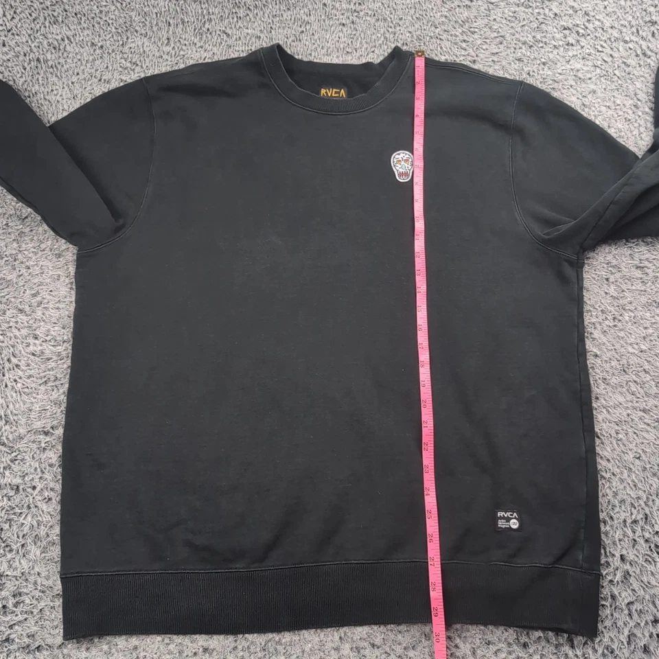 RVCA Sweatshirt Men Extra Large Black Skater Fleece Streetwear Matt Leines Crew - Image 4 of 4