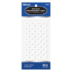 BAZIC White Round Reinforcement Label 544/Pack