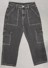 SHEIN Women s Black Jeans Cargo Baggy Fit Wide Leg