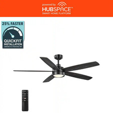 Driskol 60 In. White Color Changing LED Matte Black Smart Ceiling Fan with Light