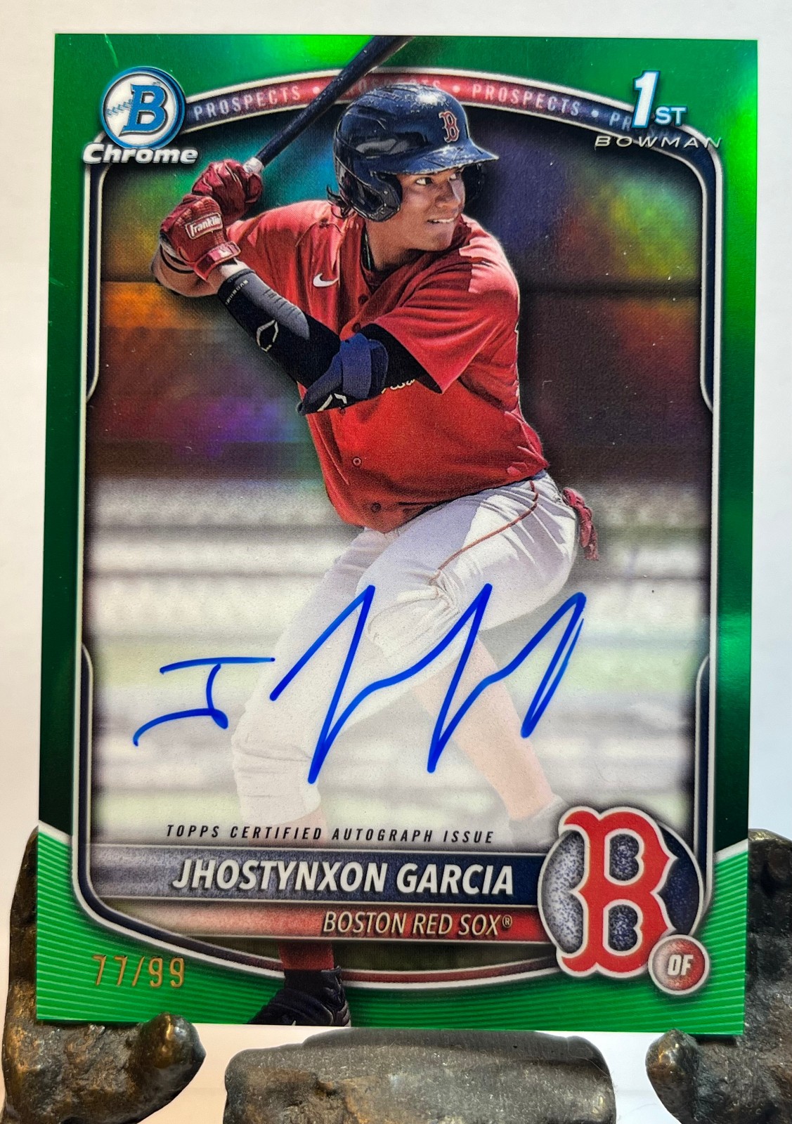 2025 Bowman Chrome Jhostynxon Garcia Auto /99 Green 1st Bowman #CPA-JGA Red Sox