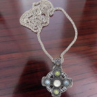 ESTATE SOLID STERLINGS ILVER 18K GOLD BA SUARTI CROSS PENDANT 24" NECKLACE #8148 — photo 2