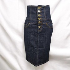 Zana Di High Waisted Denim Pencil Skirt Button Fly Dark Wash Woman Size 5 Y2K