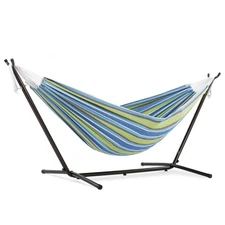 Vivere Double Cotton Hammock, Comfortable Daybed with Steel Stand (Open Box)