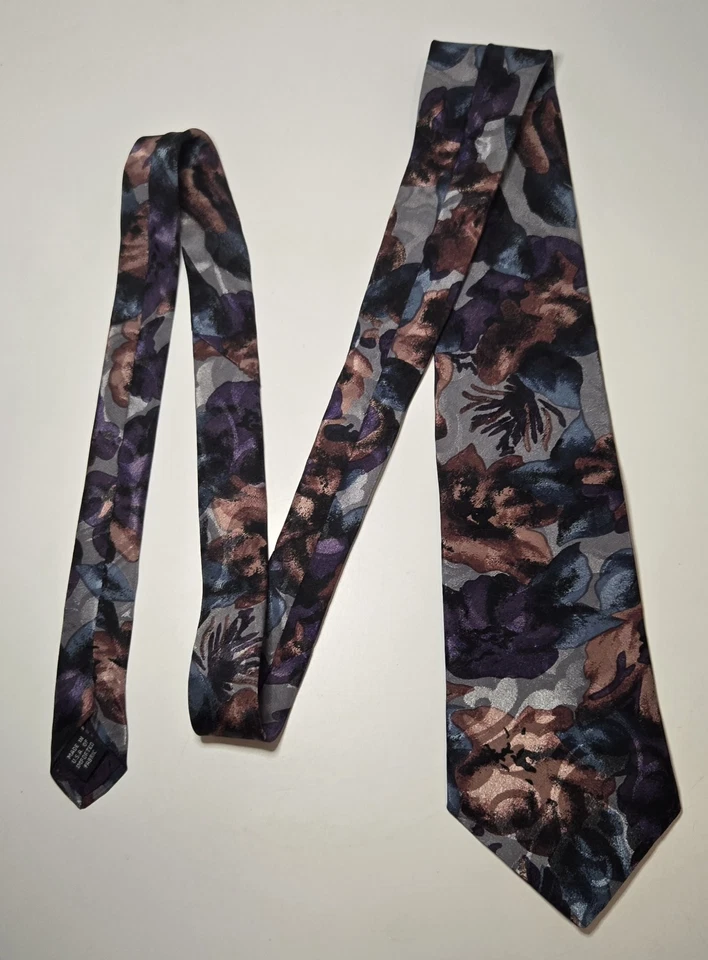 Haggar 男式丝绸多色栗色/紫色花卉图案领带美国 — 第 4/4 张图片