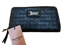 Juicy Couture Black Heart and Soul Embossed Wallet New 