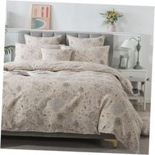 Vintage Hydrangea Floral Duvet Cover Set King/California King Light Khaki