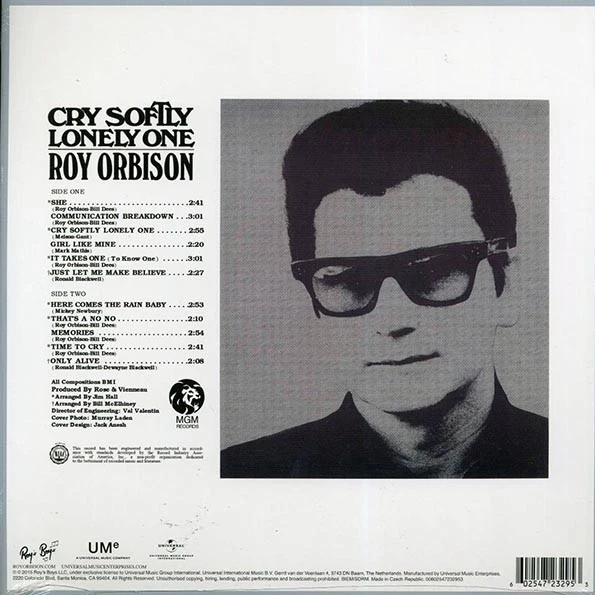 ROY ORBISON Cry Softly Lonely One *SEALED* Remastered Vinyl LP - Image 2 of 2