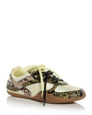 Miu Miu Snake Embossed Sneakers Women's EU 35 Ananas Felce Padded Tongue