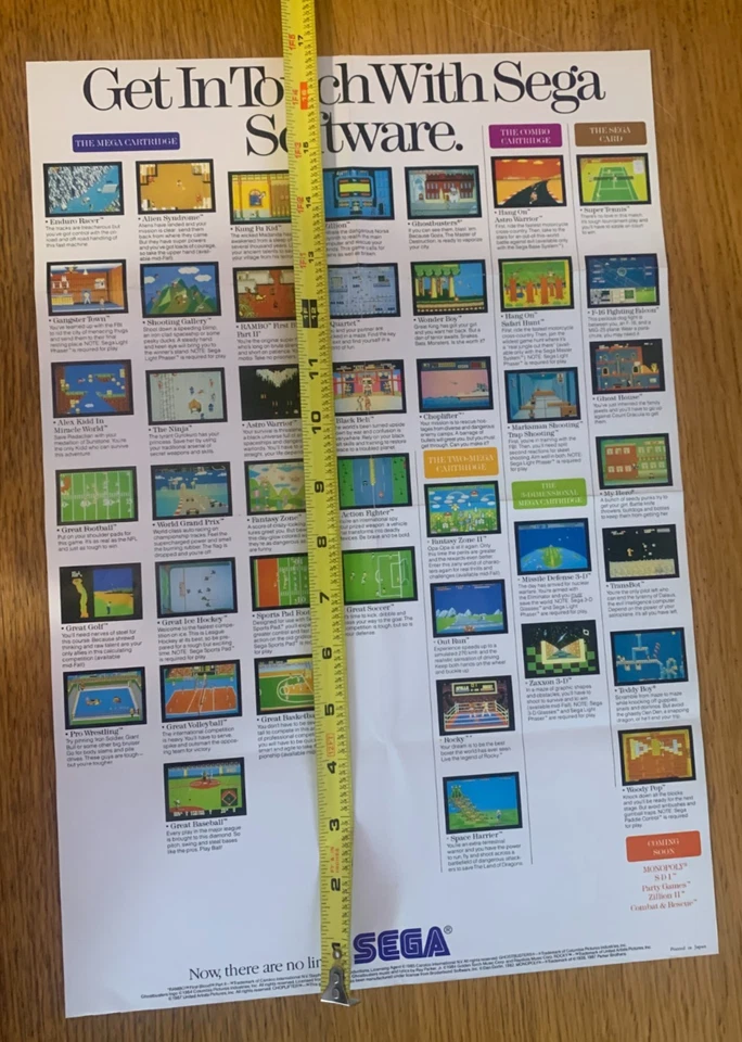 1987 SEGA Promo Poster Take Hold of the Adventure Master System Insert SMS - Image 3 of 4