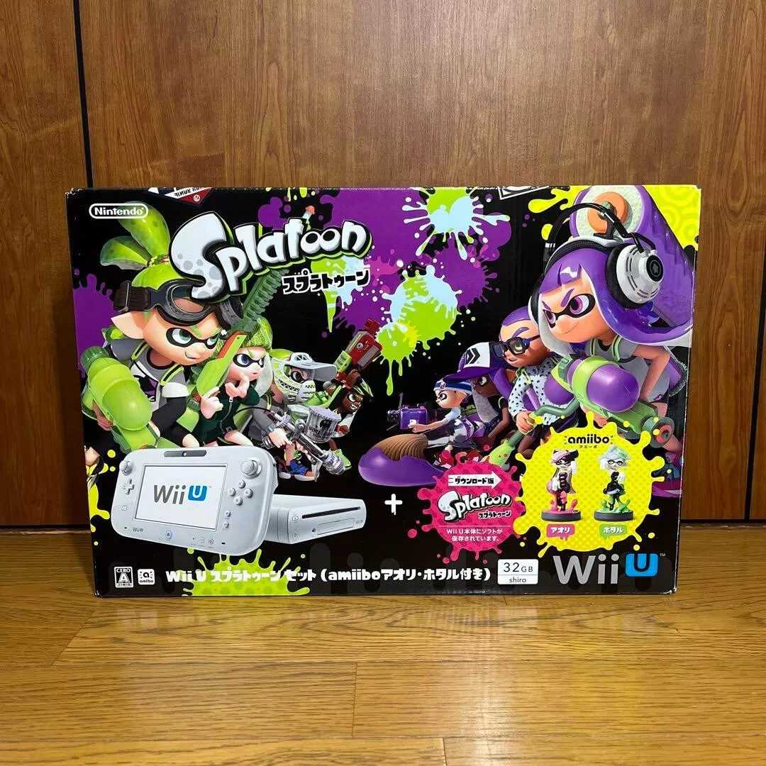 Wii U Splatoon set with amiibo AORI HOTARU Japan NEW Unused Game