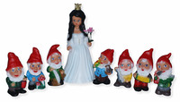 Deko Figur Schneewittchen H 40 Cm Und 7 Zwerge H 19-20 Cm Gartenfiguren Als Satz