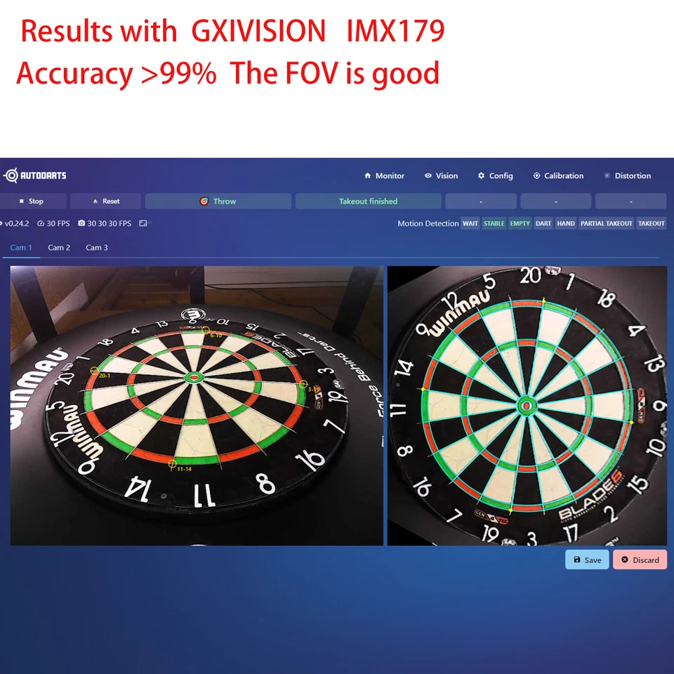 GXIVISION IMX179 USB Kamera 30fps 2m Kabel,keine Verzerrung,Autodarts.io Scoring - Bild 2 von 4