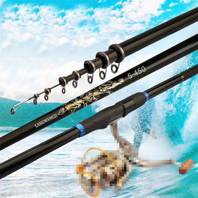 3.6-7.2M Telescopic Adjustable Hand-Sea Rock Fishing Rod Pole Saltwater Tackle