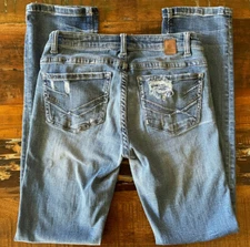 BKE Buckle Payton Stretch Factory Destroyed/Distressed Straight Women's Jeans 25
