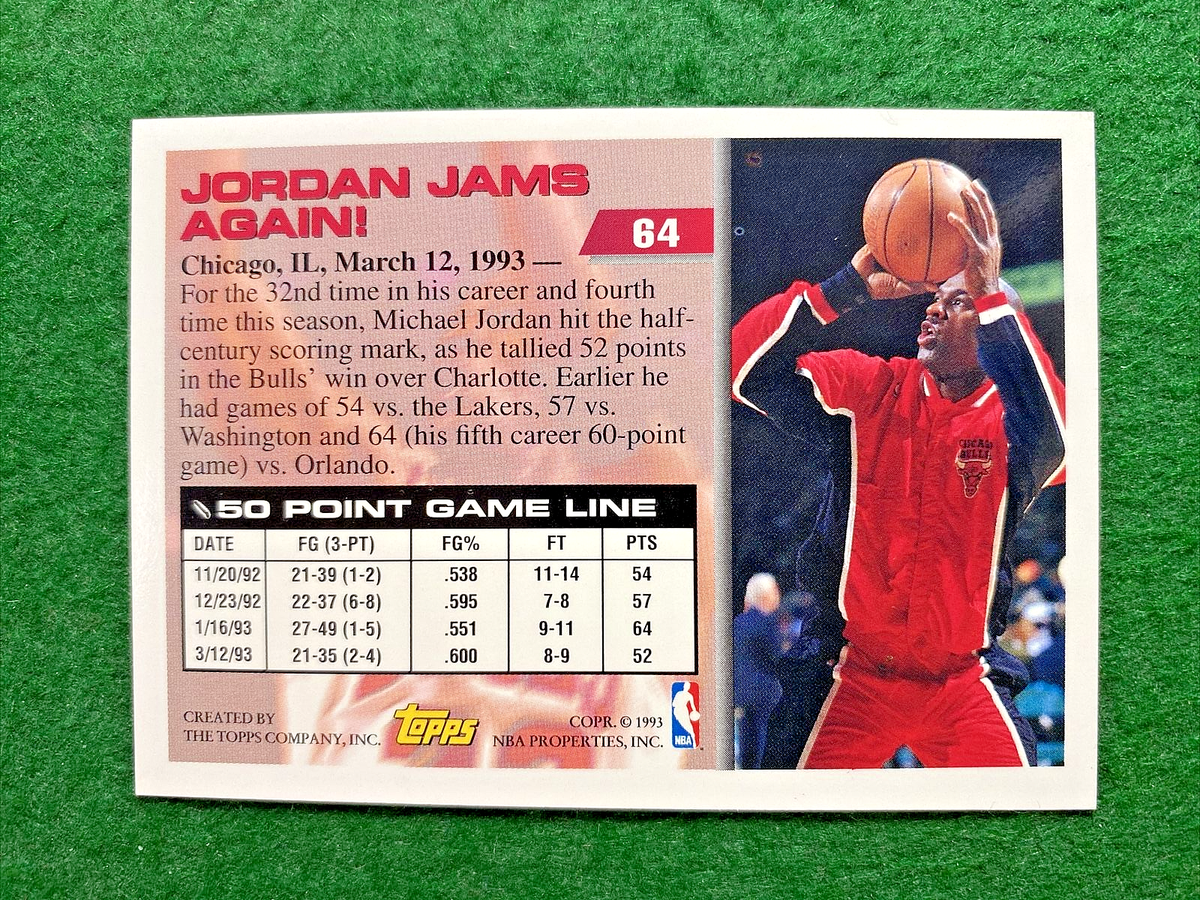1993 Topps #64 Michael Jordan Chicago Bulls NBA | eBay