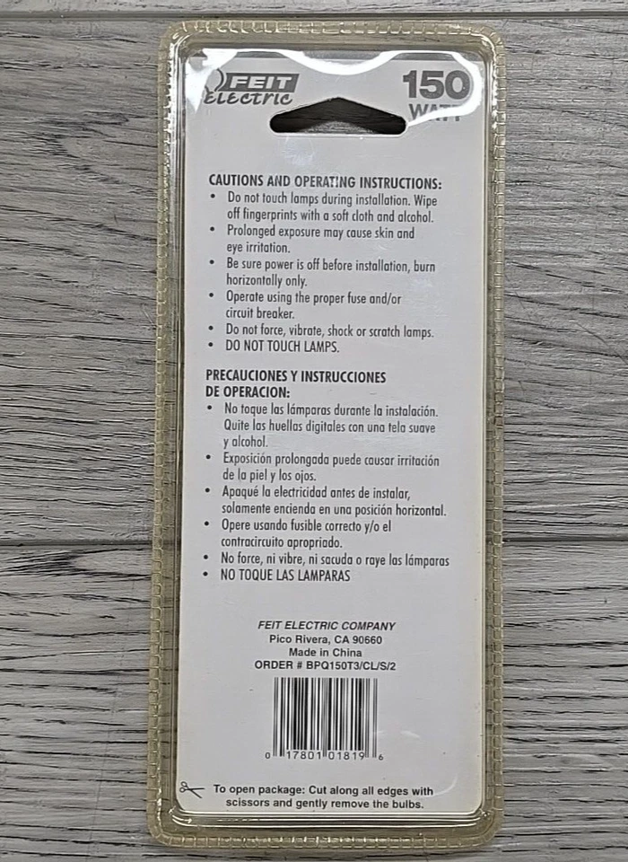 Feit Electric BPQ150T3/CL/S/ 150Watt/120 Volt Replacement Bulb 2 Pack - 3 Pc - Image 3 of 4