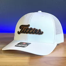TIT*IES Leather Patch Trucker Hat White