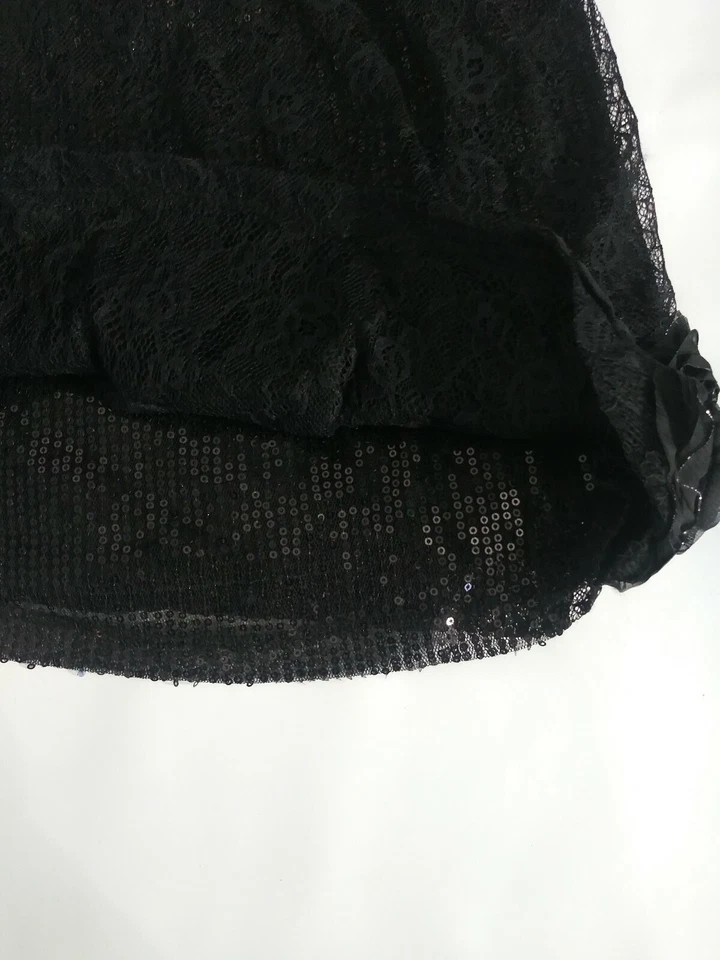 Nuevo vestido sin mangas negro de encaje sobre lentejuelas para niñas disponible en tallas 4 a 7 Foto 3 de 3