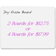 Lot of 2 or 4 Pacon White Board One-Sided Dry Erase Lapboard 9"x12"- 22.9x30.5cm