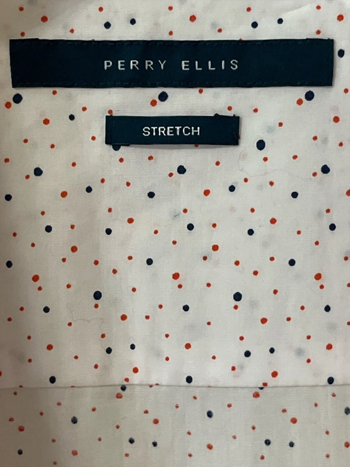 Perry Ellis Button-Up Shirt – White/Red/Blue – XXL – New - Image 3 of 4