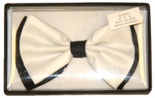 Adult Unisex 2-Tone Black/White Dress Up Elastic Necktie Cosplay Costume Bowtie