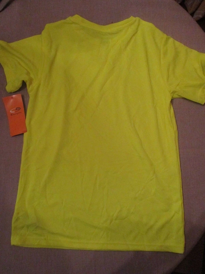 847B3 Champion 3082 C9 Boys Duo Dry Athletic Shirt Small 6-7 Yellow - Image 2 of 2