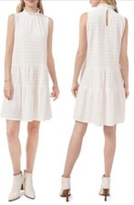 Vince Camuto Smocked Sleeveless Shift Dress New Ivory Size Medium NWT