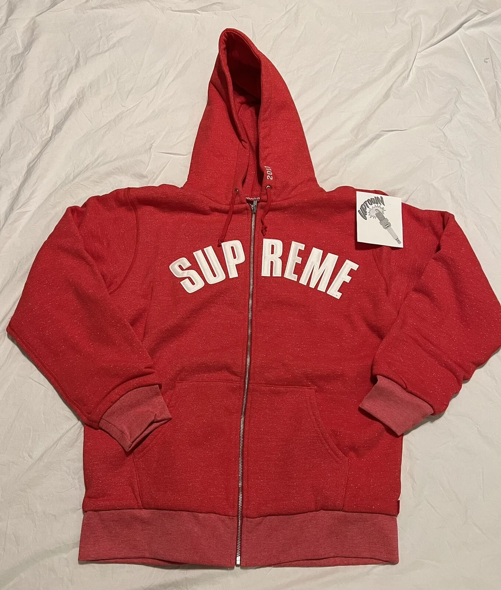SUPREME RED ARC LOGO THERMAL LINED HOODED SWEATSHIRT HOODIE 2010