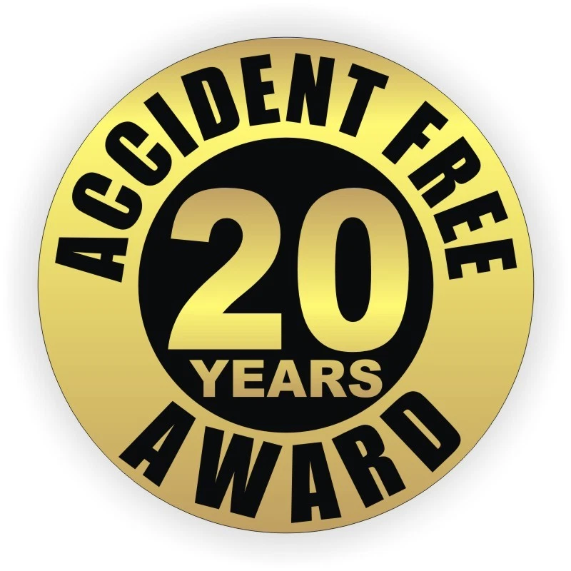 3pcs Accident Free 20 Years Hard Hat Decals Helmet Stickers Safety Award