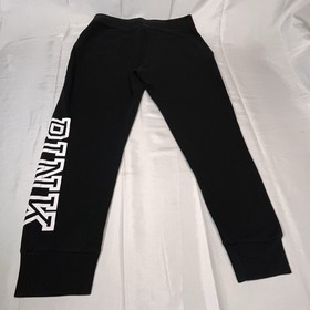Victoria Secret Pink Women L Black Jogger Sweatpants Everyday Skinny Lounge Cozy