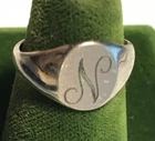 Vintage Sterling Silver Stamped & Engraved Monogram "N" Ring Size 6 VARGAS