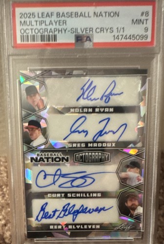Nolan Ryan autograph 1/1 Randy Johnson Greg Maddux 8 autographs Crystals PSA 