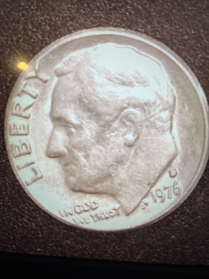 1976-D Roosevelt Dime Coin ERROR No Rim & Double Die Off-Center VF Obverse Only