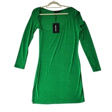 New Pretty Little Thing Bodycon Dress Size 16 Green Slinky Asymmetric St Patrick