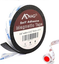 Magnetic Tape Roll, 10 ft Long x 0.6" Wide x 0.08" Thick Magnet with...