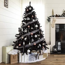 6FT 1050 Branch Tip Christmas Tree with Metal Stand Black Holiday Indoor NEW