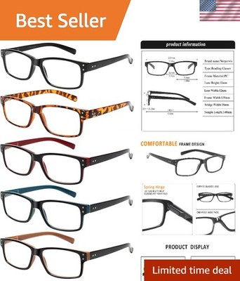 New Unisex Reading Glasses 5 Pack Mix Color -2, 6.00