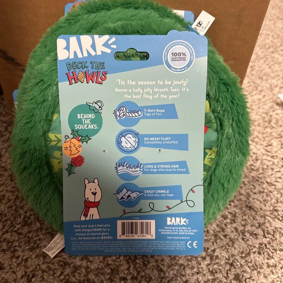 Bark BarkBox Christmas WREATH TOSS  Dog  FRISBEE  Toy Fetch Play Time - Image 2 of 2