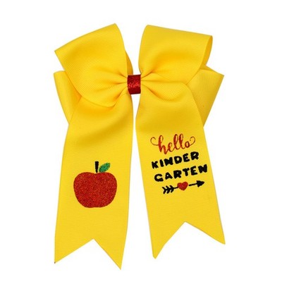 5.5'' Hair Clips School Bow Cheer Bow Clip Yellow Back to School Hair Bow Pony...