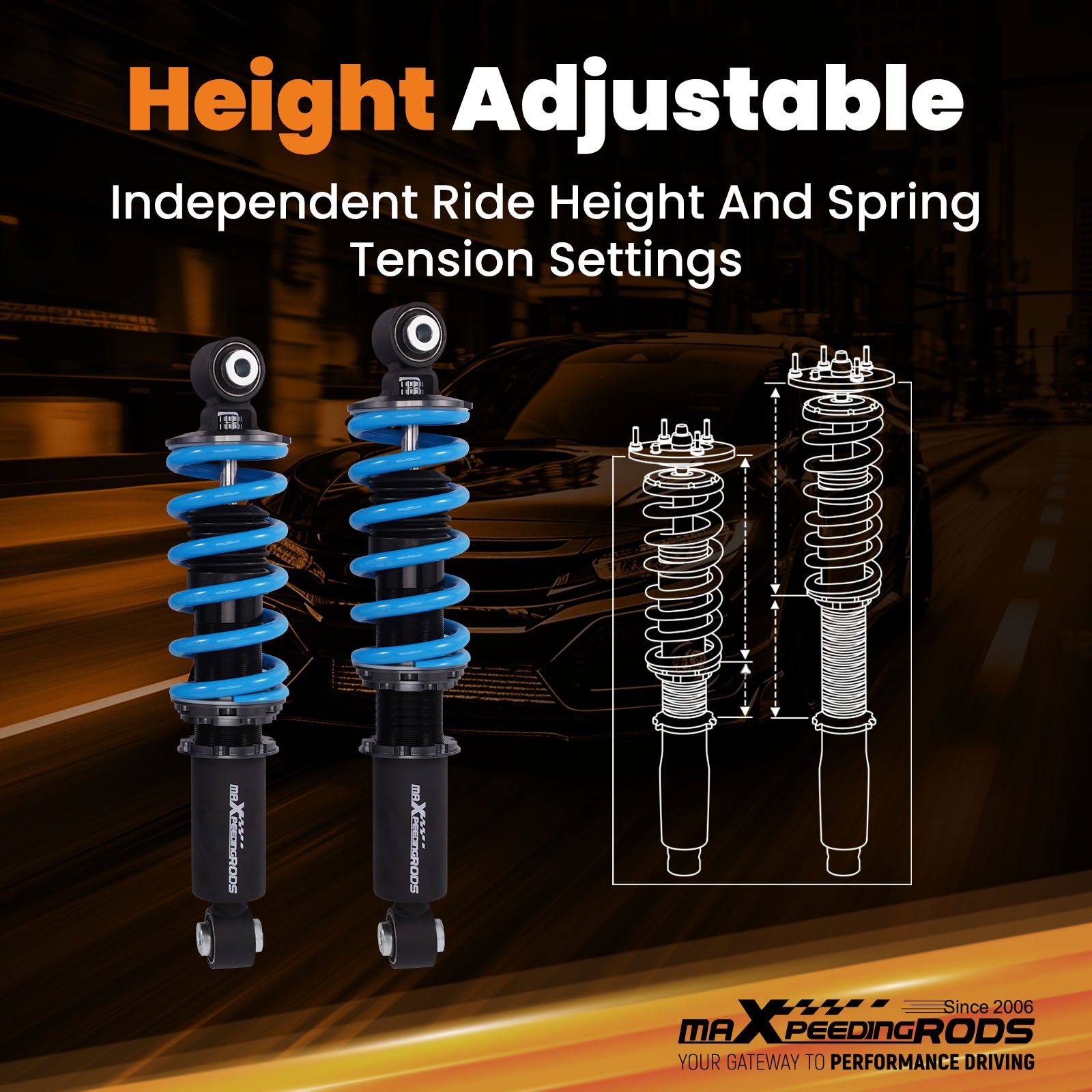 24 Step Damper Coilovers Suspension Lowering Kit for Audi R8 2008-2015 Type 42