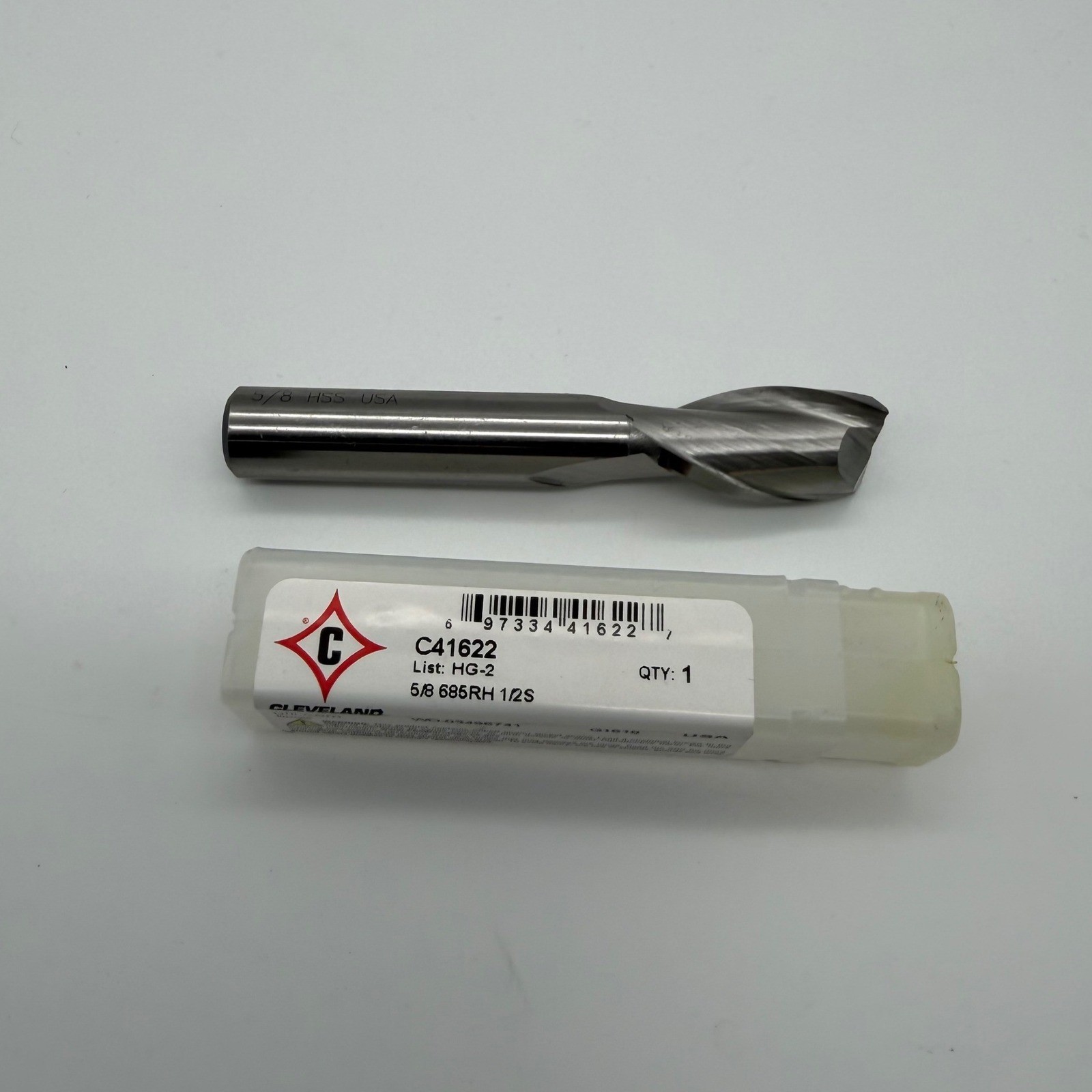 Cleveland C41622 End Mill 5/8 HSS USA 2-Flute HG-2 685RH 1/2S Right Hand Cut