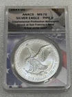 2021 (S) SILVER EAGLE TYPE 2  ANACS MS70  ~~ FIRST STRIKE FLAG CORE ~~