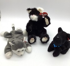 3 Ty Beanie Babies The Cat Purrcy, The Husky  Scottie Terrier