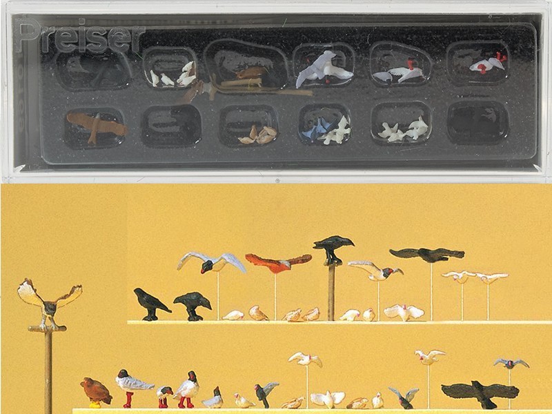 Oiseaux HO Preiser 10169 pour combler le vide de vos gares miniatures