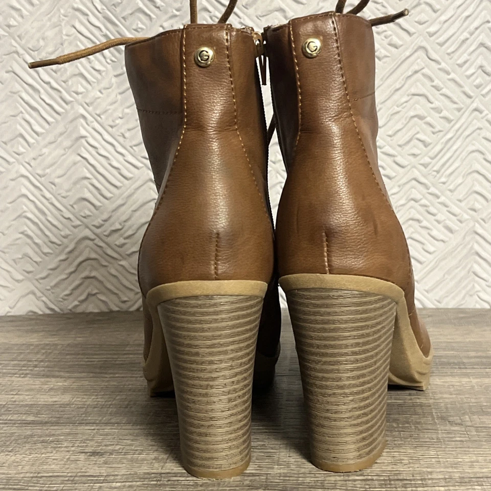GBG Guess GGJGALLS-C Botas de Combate de Tacón Talla 8.5 Marrón Botines con Cordones y Cremallera Lateral Foto 3 de 4