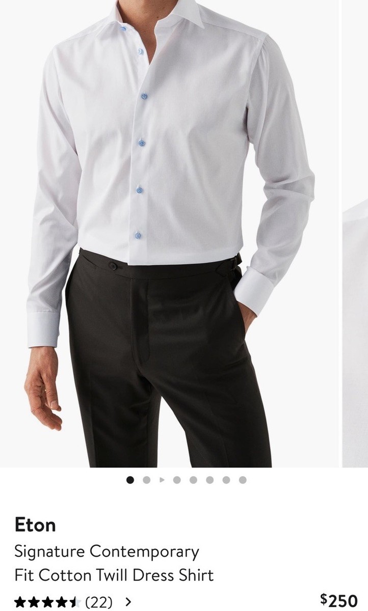 ETON Contemporary Fit White Cotton Signature Twill Shirt SZ 15.5 $275