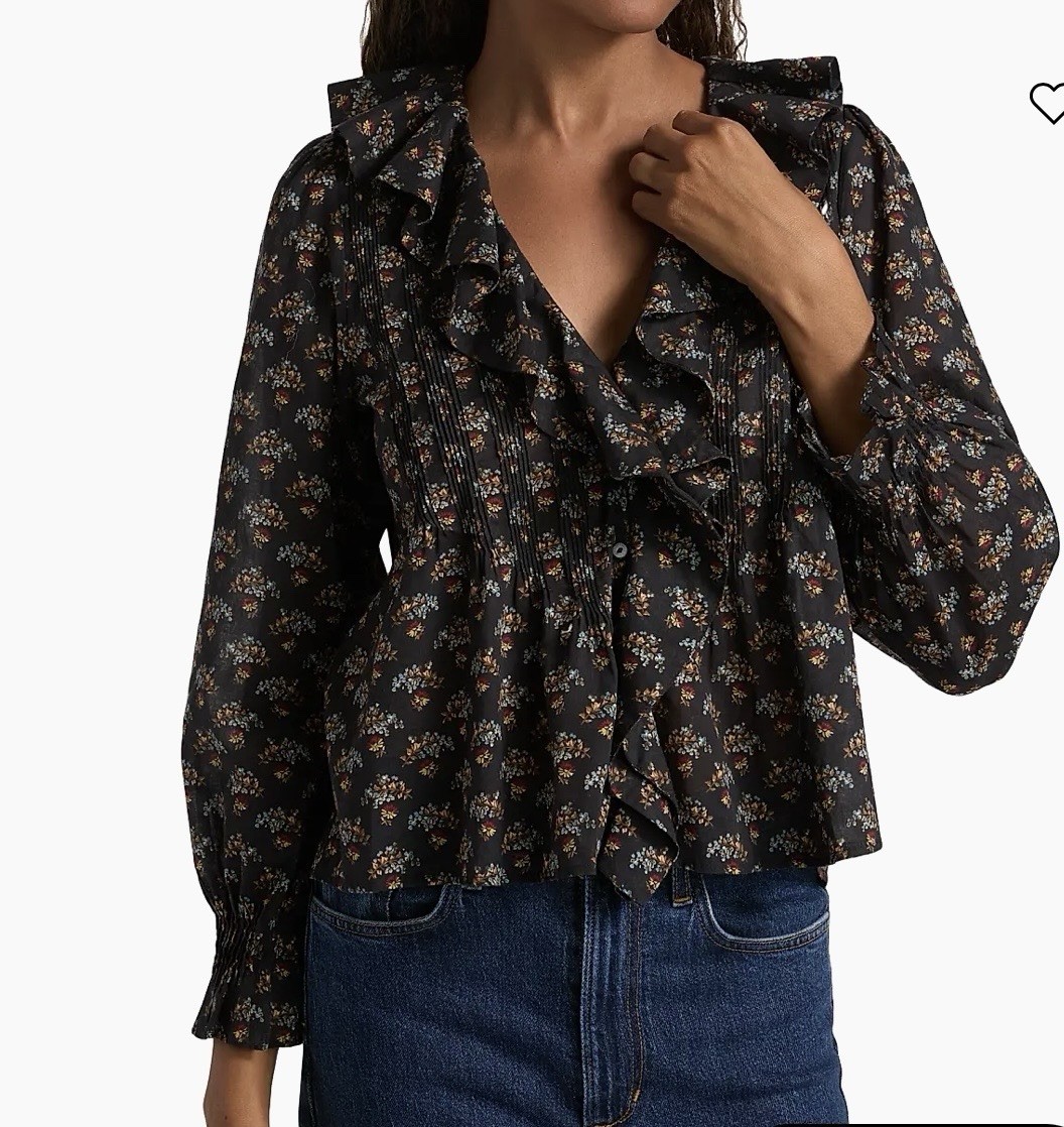 Doen Floral Print Ruffled Hardy Top 100% Cotton Size M