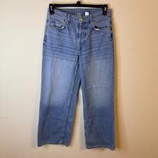  Denim Women's Jeans Blue Denim Baggy Loose Fit Wide Leg Pants Waist 30